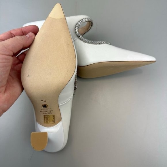 Stuart Weitzman Xcurve Crystal 100 Mule in White & Clear - Picture 10 of 10